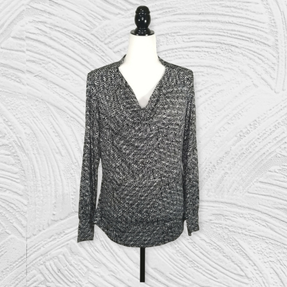 Vintage Tribal Women's Top Size M Long Sleeve Cowl Neck All Over Print